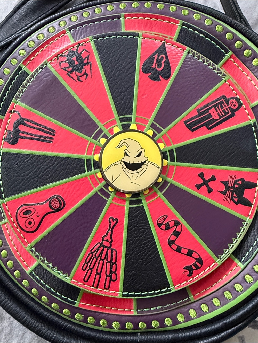 Loungefly The Nightmare Before Christmas Oogie Boogie Roulette Wheel Crossbody - Picture 2 of 9